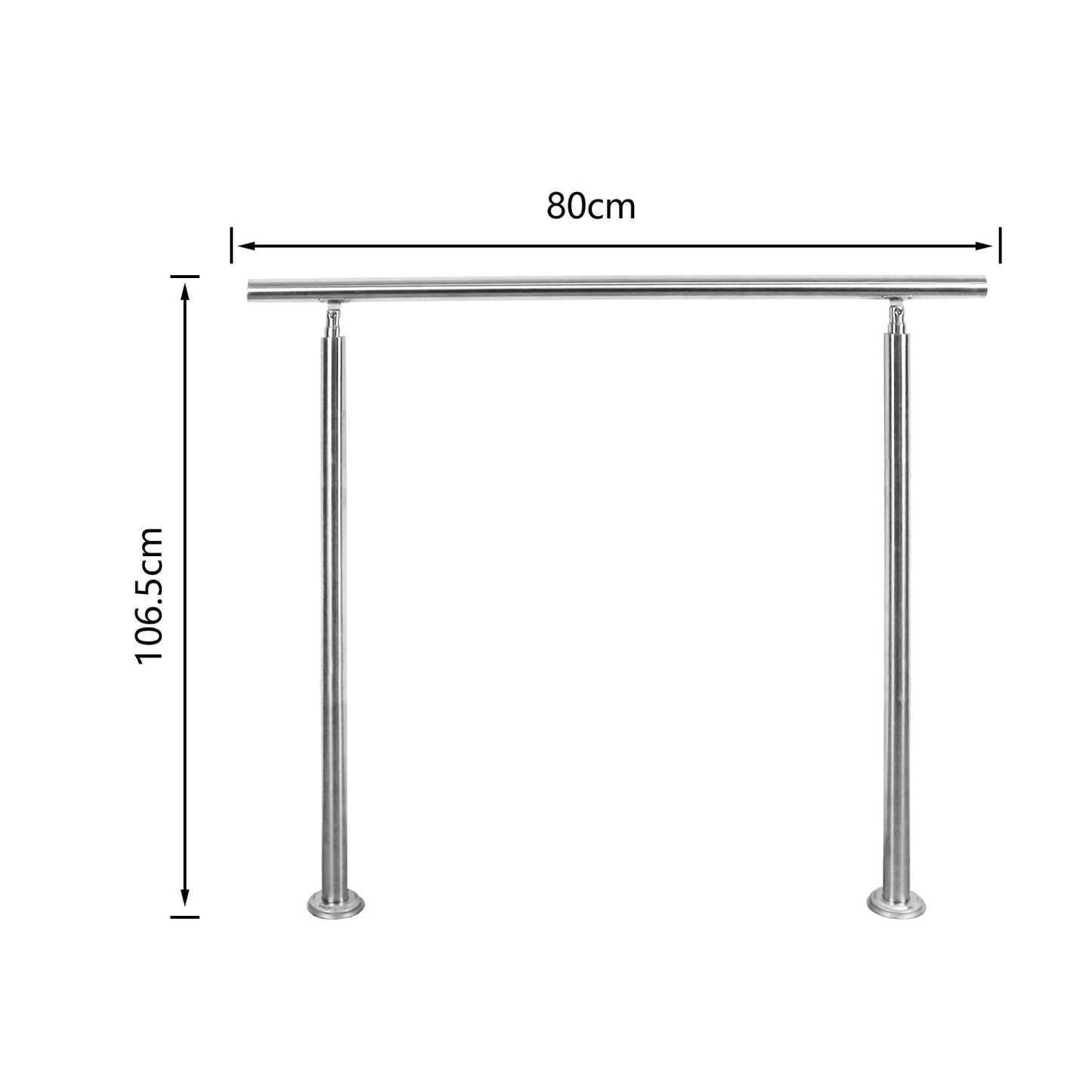 Teedor Handrails for Outdoor Steps, Stair Handrail Fits 2 to 3 Steps, Metal Handrails Outdoor, Handrail with Installation kit (no crossbar)