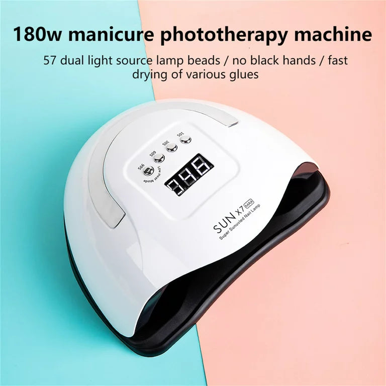 Gel Dryer Nail Polish Lamp, 180 watt dual light source nail dryer,UV LED Light Nail Lamp, with 57 lamp beads