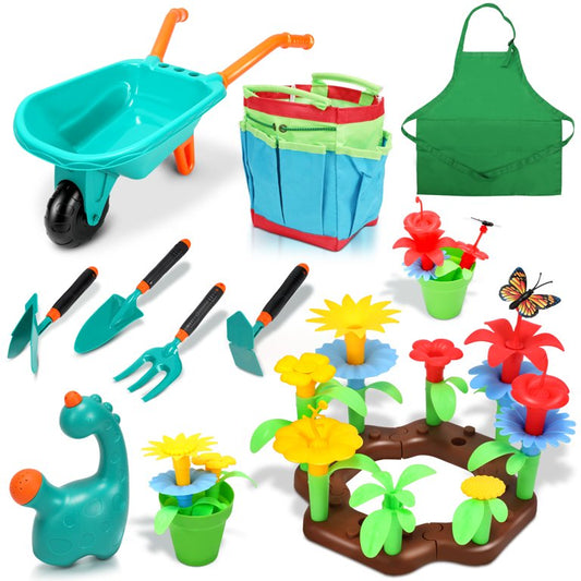 Kids Gardening Tools for Kids with Kids Wheelbarrow, 47Pcs Gardening Toy Set for Kids Boys Girls Age 3+