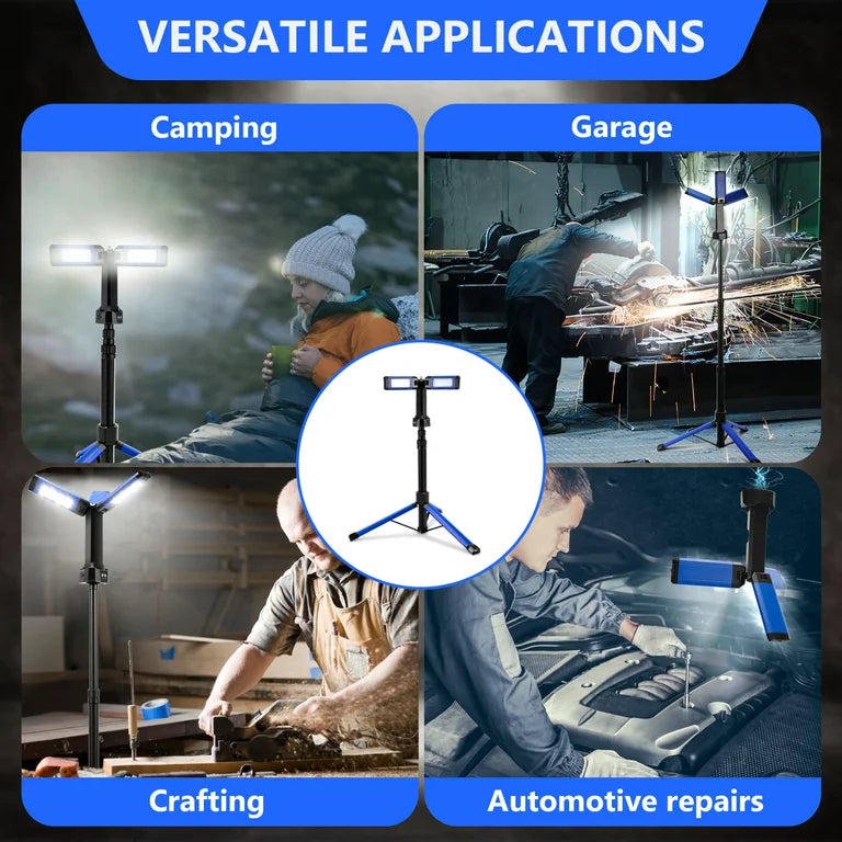 Rechargeable LED Work Light with Tripod, 2000 Lumens, 20W, 8000mah, IP54