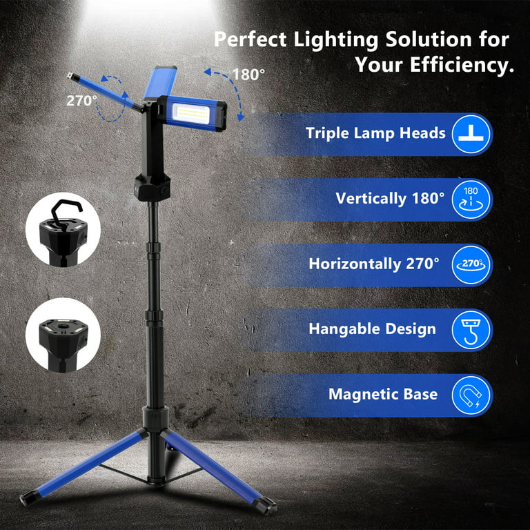 Rechargeable LED Work Light with Tripod 2000 Lumens 20W 8000mah