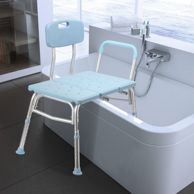 Teedor Shower Stool, Anti-Slip Bath Shower Seat for Tub and Bathroom, Bath Chair Stool with Padded Armrest for Elderly, Senior, Handicap and Injured, 300lbs