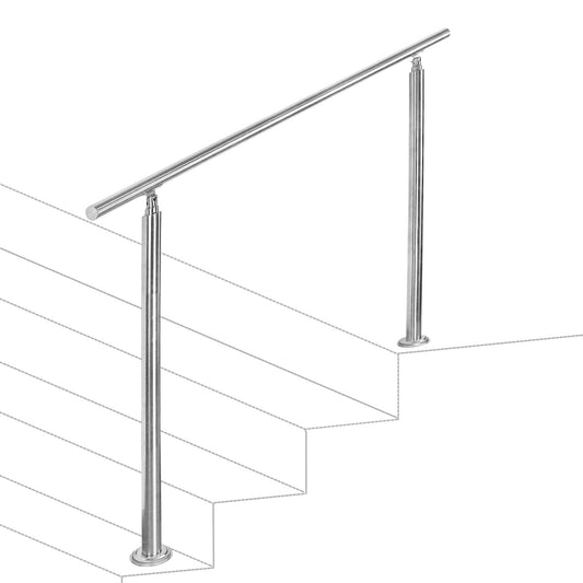 Teedor Handrails for Outdoor Steps, Stair Handrail Fits 2 to 3 Steps, Metal Handrails Outdoor, Handrail with Installation kit (no crossbar)