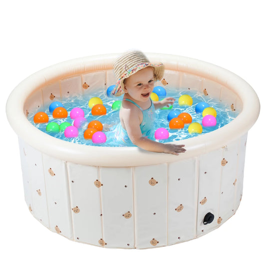 Inflatable Kiddie Pool Kids 200 Balls Pit, 39.4"x15.7" Swimming Pool for Kids