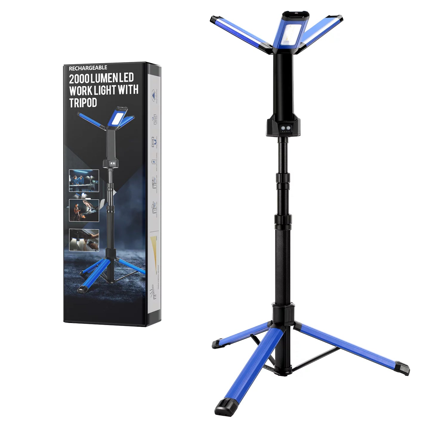 Rechargeable LED Work Light with Tripod 2000 Lumens 20W 8000mah