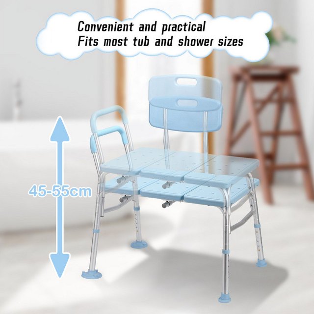 Teedor Shower Stool, Anti-Slip Bath Shower Seat for Tub and Bathroom, Bath Chair Stool with Padded Armrest for Elderly, Senior, Handicap and Injured, 300lbs