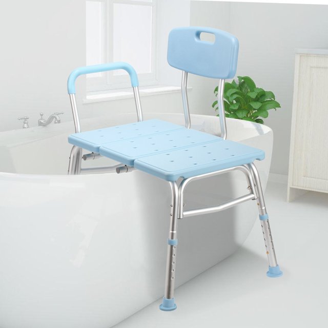 Teedor Shower Stool, Anti-Slip Bath Shower Seat for Tub and Bathroom, Bath Chair Stool with Padded Armrest for Elderly, Senior, Handicap and Injured, 300lbs