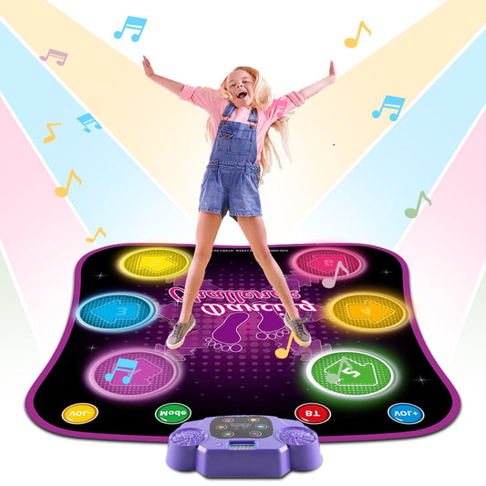 Dance Mat for Kids, 5 Modes Dance Pad Musical Educational Toy,Electronic Musical Play Mats,Dance Game Toy Gift for 3-12 Year Old Girls (35.4" x 31.1")