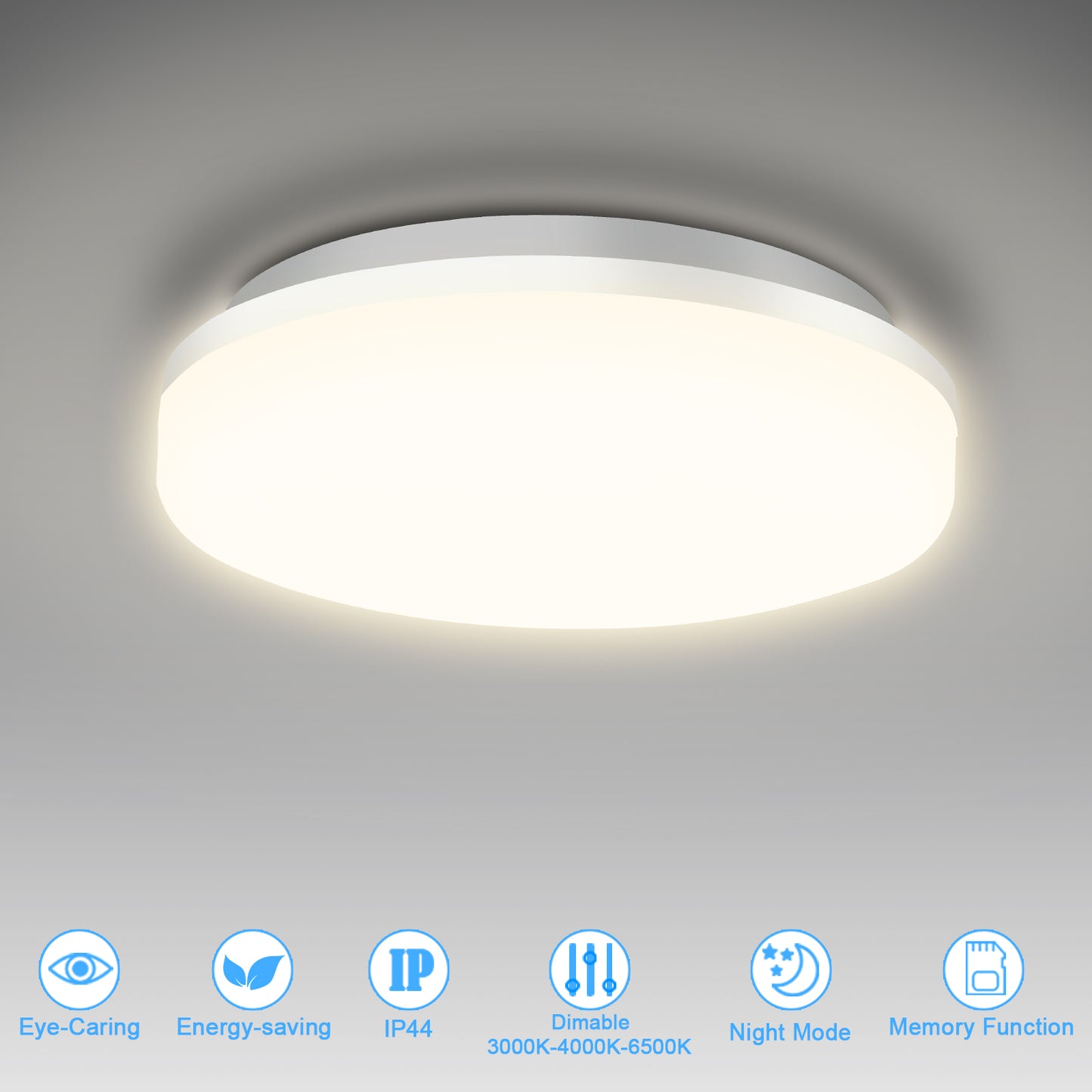 36W Flush Mount LED Ceiling Light for Bathroom, 13 inch Super Slim Ceiling Light, Daylight White 5000K, 3060lm IP44 for Kitchen, Porch, Laundry Room, Hallway, Basement