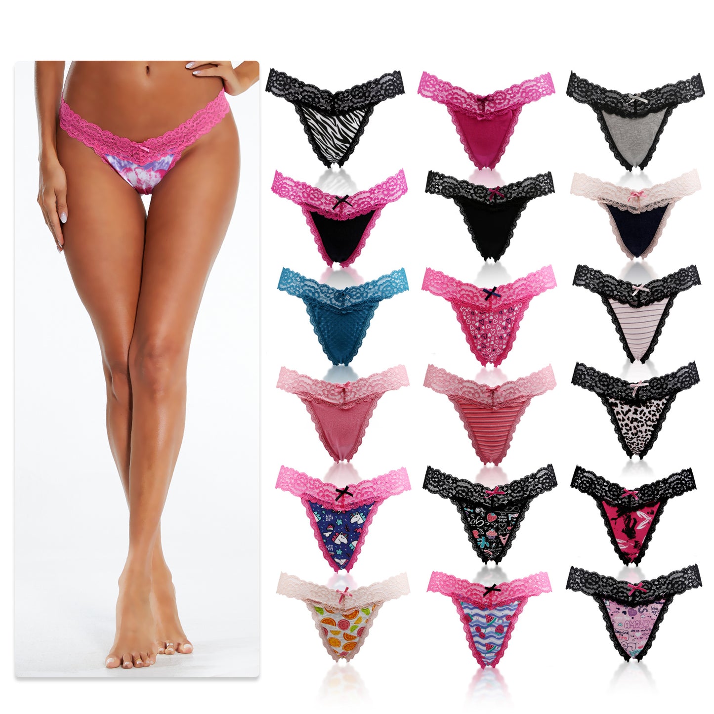 Women's Thongs, G-String Low Waist Seamless Lace T back, womens Underwear Thong Panties Several Colors