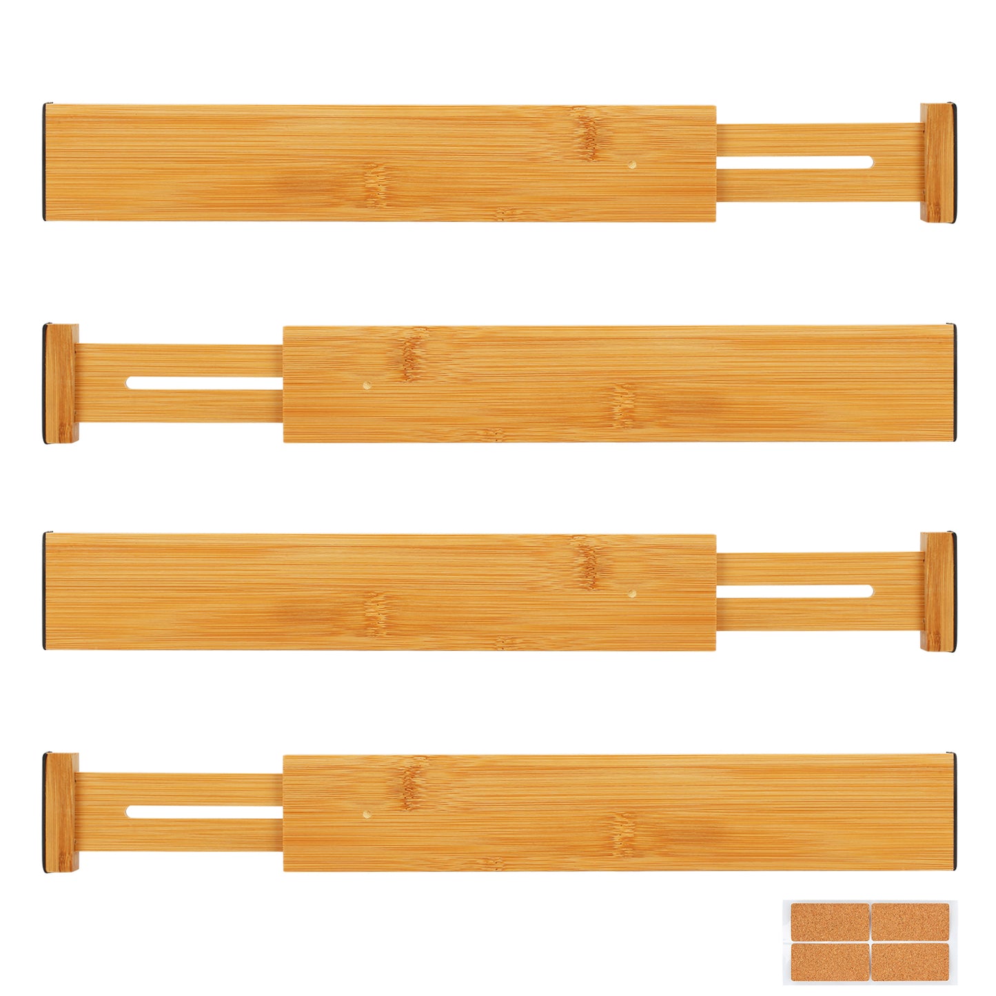 Bamboo Drawer Dividers, 4 Pack Expandable Drawer Dividers Organizers, 17-22 inches Adjustable