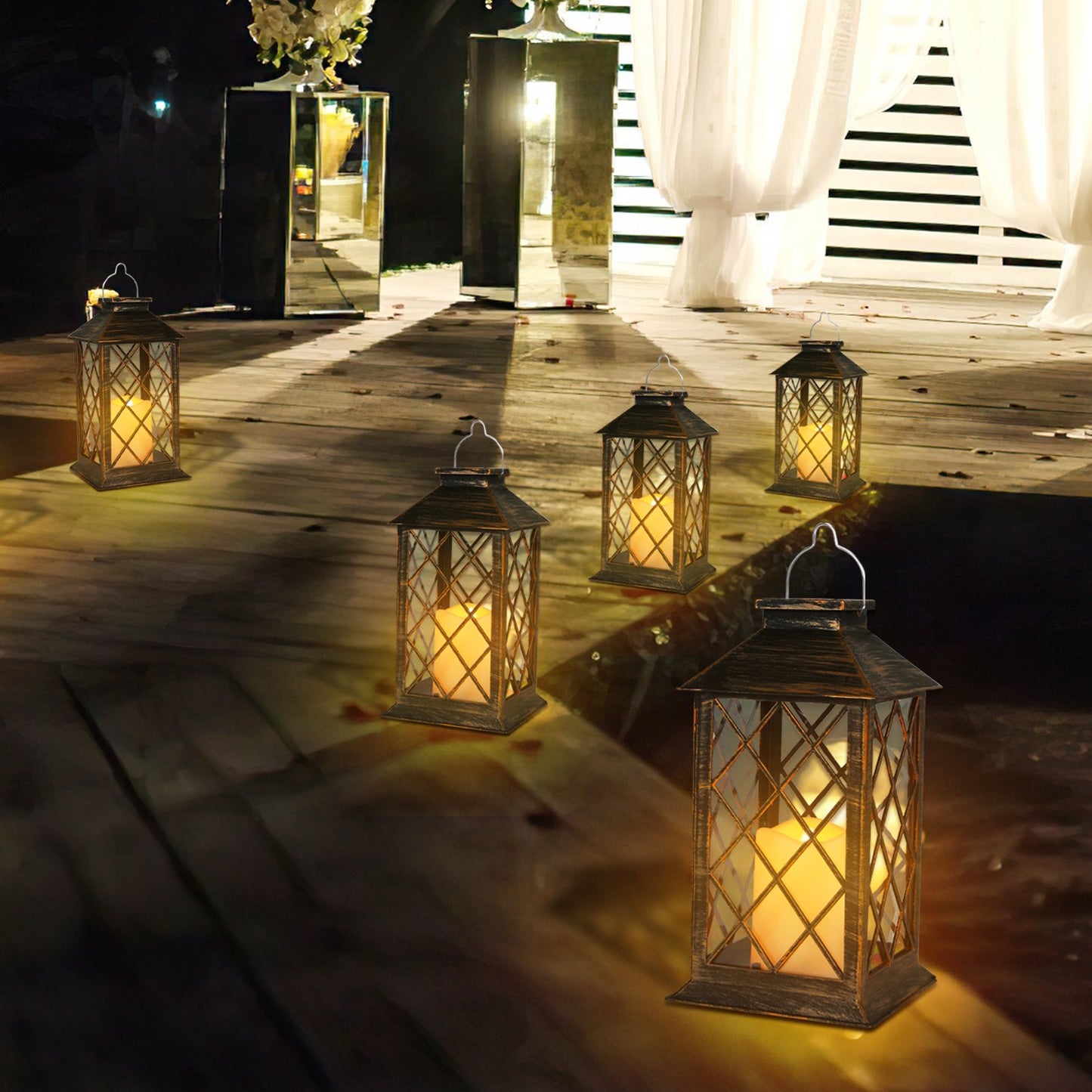 Teedor Solar Lantern Set of 2 waterproof Outdoor Garden Hanging Lantern with Bracket, Decorative for Pathway Courtyard Party Patio