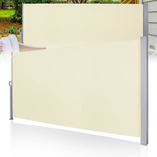 Teedor Patio Side Awning, Folding Patio Side Screen Retractable Beige/Gray