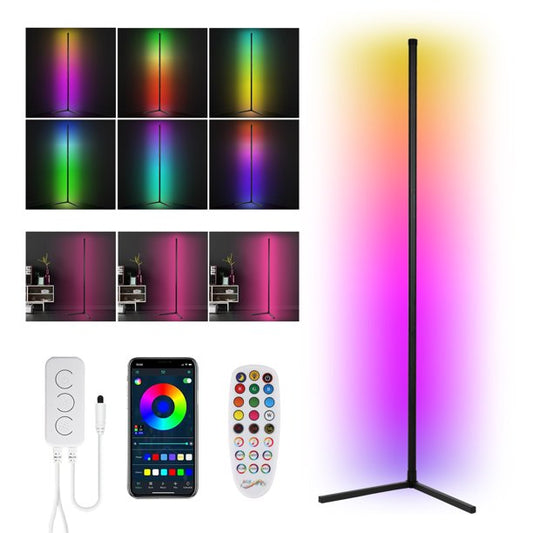 Teedor LED Corner Floor Lamp, RGB Color with Remote Control & APP Control 61.5"