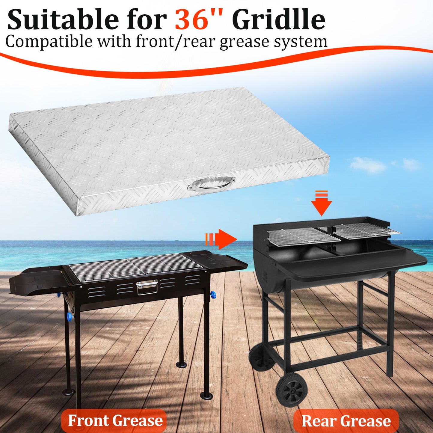 Teedor Griddle Lid Cover with Handle for 36'' Front or Rear Grease Griddle